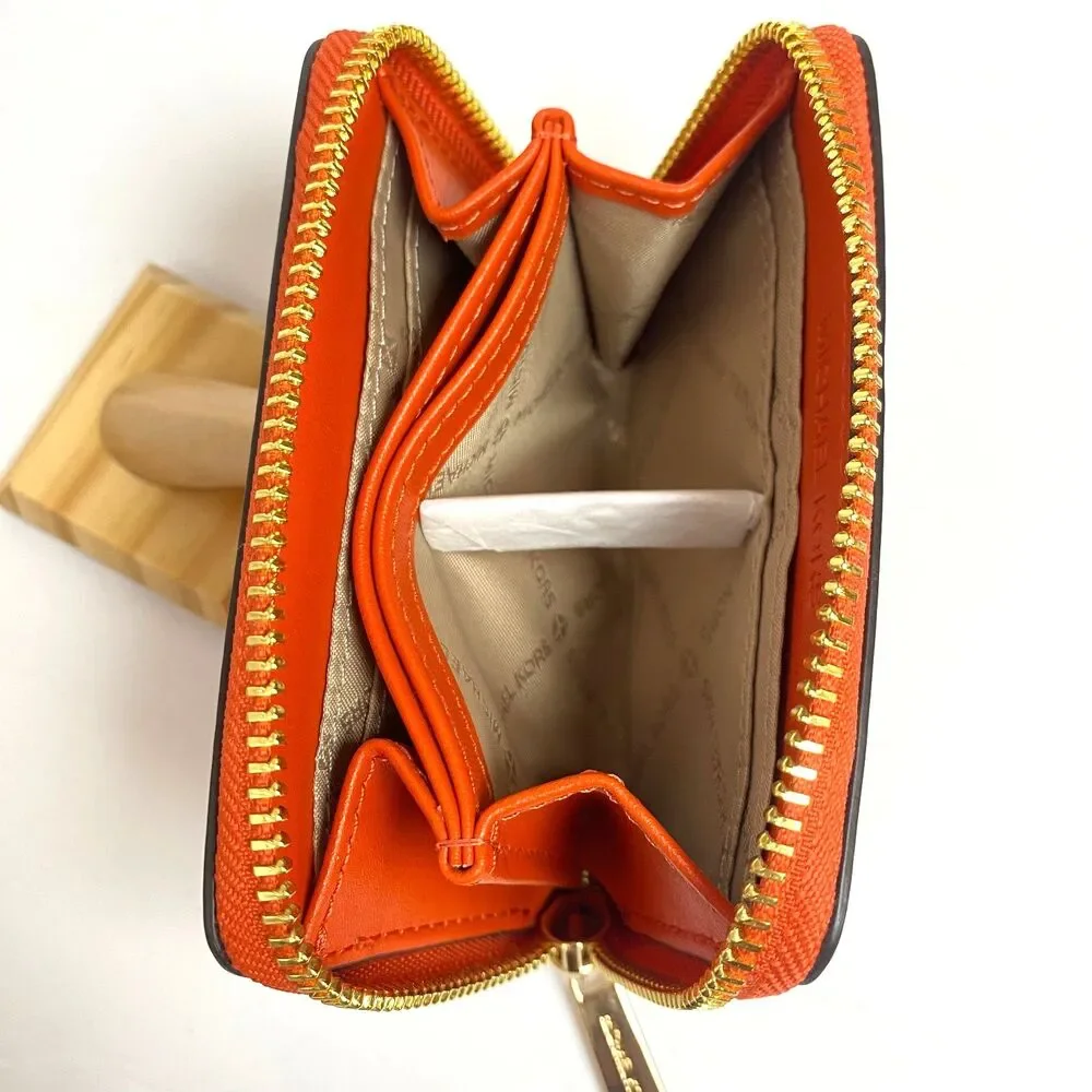 Michael Kors Jet Set Travel Card Case Wallet Red Clay Multicolor 35S4GTVD8L NWT